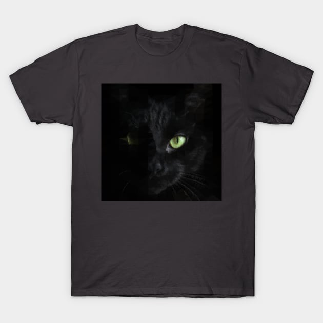 Low Poly Cat Black T-Shirt by TRIME